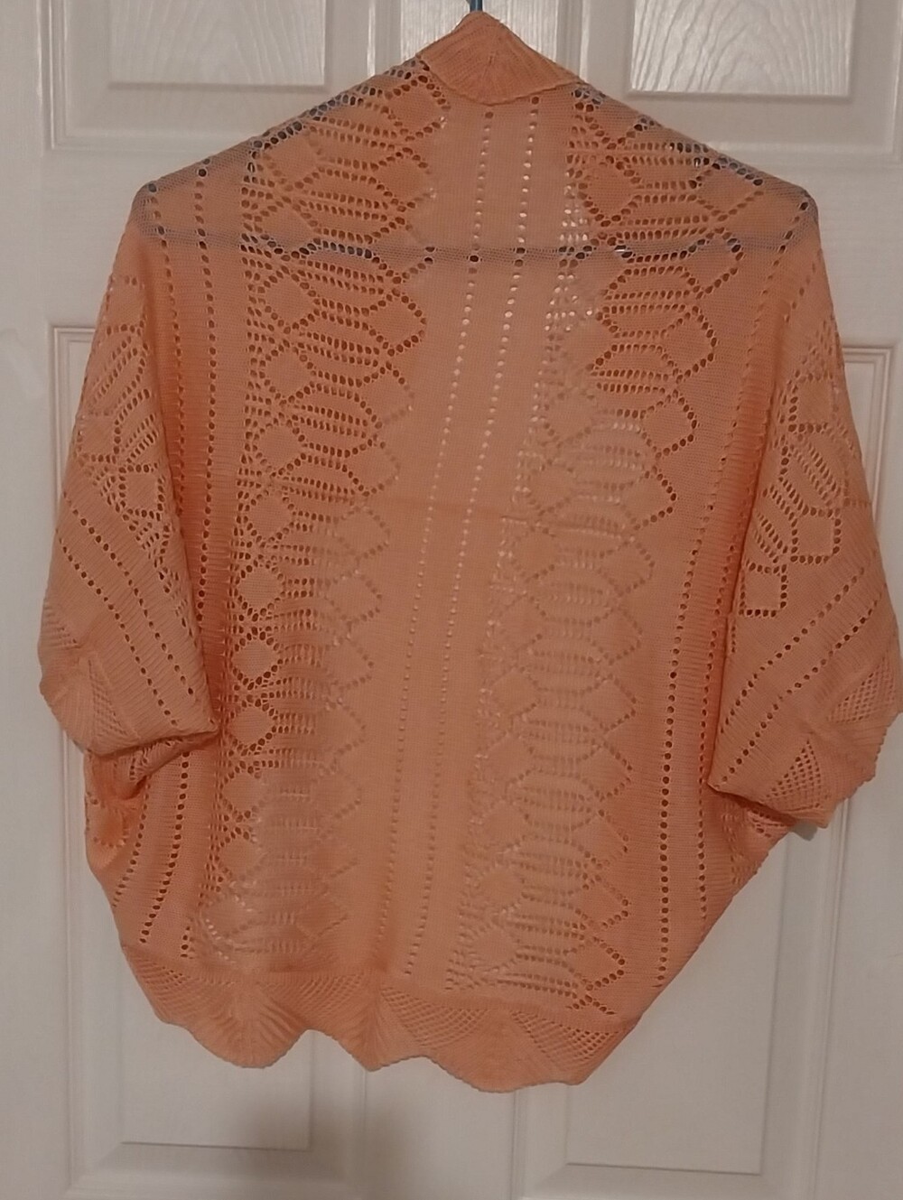 Light Peach Open-Knit Women's Sweater Shrug